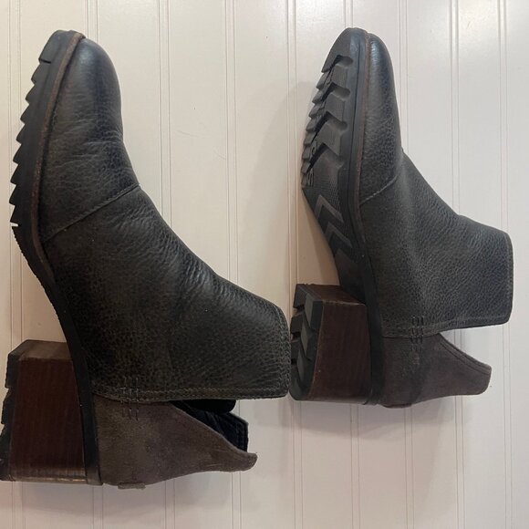 Sorel Women’s 10 Cate Cut Out Black Brown Leather Slip On Ankle Boots T15 - Picture 6 of 14